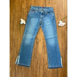 Vintage Tommy Hilfiger Straight Jeans Women's 7 Rare Raw Frayed Hem Side‎ Slits